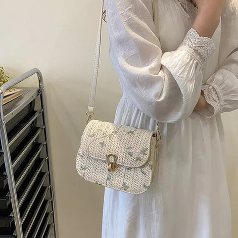Elinora Schultertasche mit Blumenmuster und verstellbarem Gurt