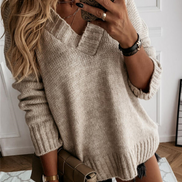 Damen Oversize Pullover mit V-Ausschnitt Elvarisse