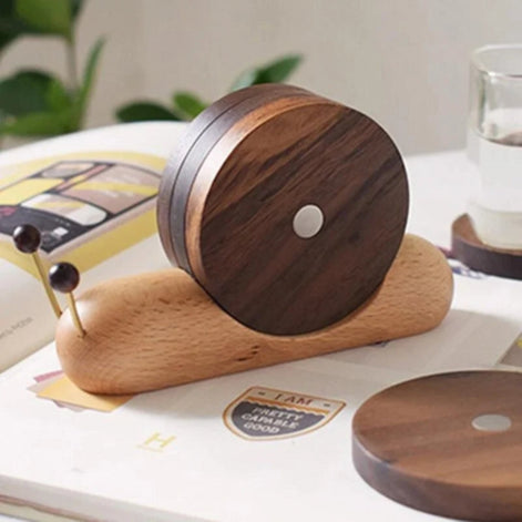 Snailora Holz-Untersetzer mit Schneckenform für Tassen