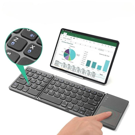 FoldType Touch Mini-Tastatur – Faltbare Bluetooth-Tastatur mit Touchpad