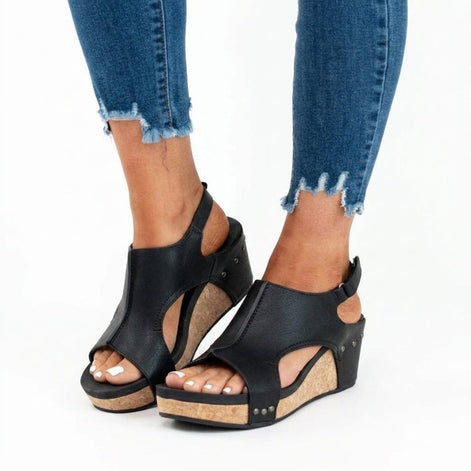 Carenza Damen Keilsandalen mit verstellbarem Riemen