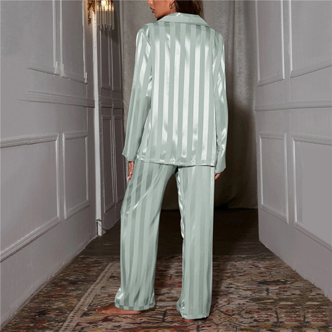 Neravia Pyjama Set – Damen Schlafanzug mit Knopfleiste, Langarm Oberteil und weiter Hose