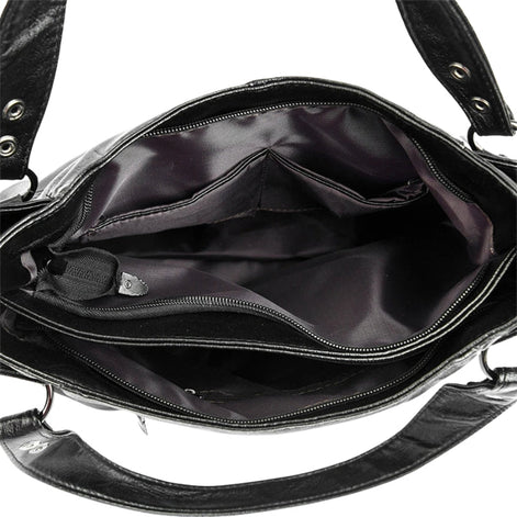 Marvella Handtasche Damen Leder Reißverschluss verstellbarer Gurt Tasche mit Innenfach