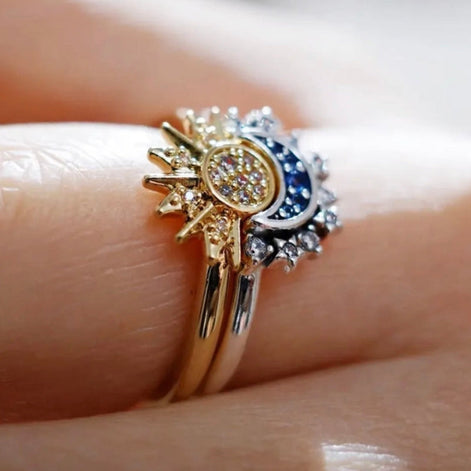 Solunara Damenring Set mit Sonnen- und Monddesign