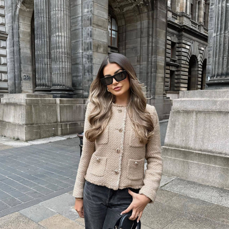 Corvella Jacke – Damen Kurzjacke mit Knopfverschluss, Taschen und langen Ärmeln