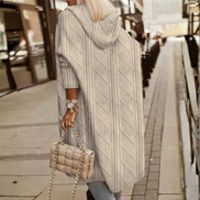 Damen Strickjacke mit Kapuze, Zopfmuster und offenen Taschen – Noravelle