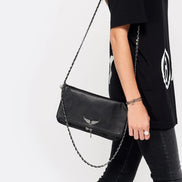 Aliyara Damen Umhängetasche mit Flügel-Emblem und Kettenriemen