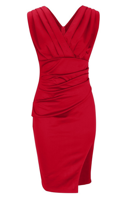Selvara Damenkleid mit V-Ausschnitt und Kurzen Ärmeln
