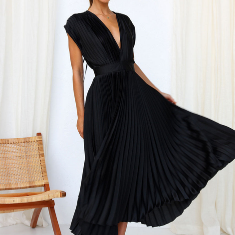Elvara Kleid – Damen ärmelloses V-Ausschnitt Kleid aus Polyester