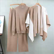 Norvella Strickset 3-teilig mit Pullover Hose und Schal für Alltag und Freizeit