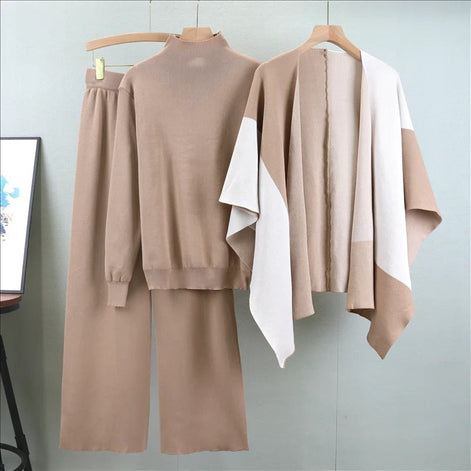 Norvella Strickset 3-teilig mit Pullover Hose und Schal für Alltag und Freizeit