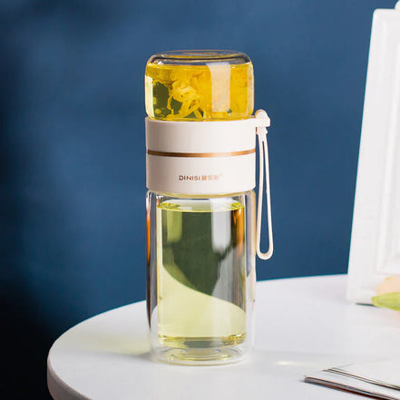 ThermoTea Glasflasche mit Edelstahl-Infuser