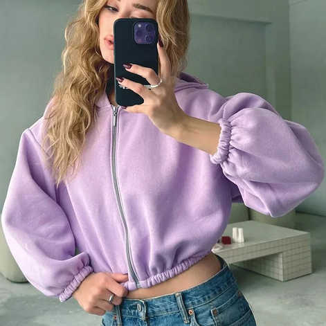 Damen Kapuzenjacke mit Reißverschluss und Langarm – Norivelle