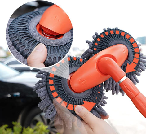 AutoGlidex Waschbürste mit Teleskopstiel und drehbarem Bürstenkopf