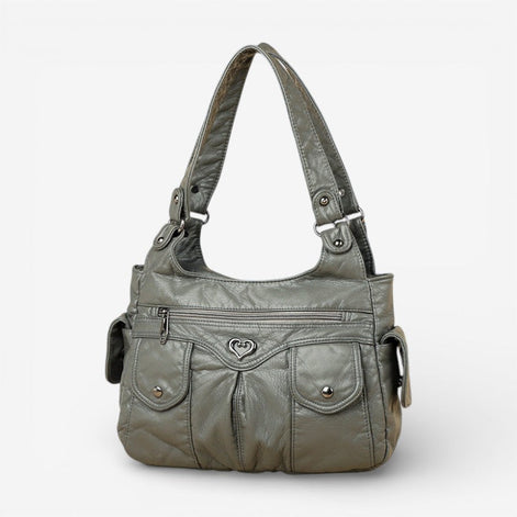 Renvara Schultertasche mit Reißverschluss und mehreren Fächern