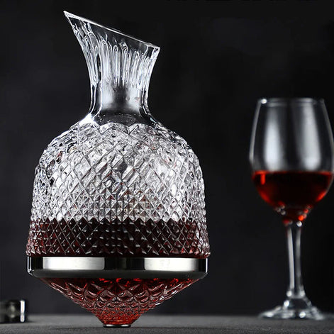 Vinora Dekanter mit drehbarem Boden – Glas Karaffe für Wein