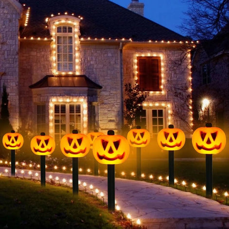 Solar Halloween Gartenleuchten im 5er-Set mit Kürbisdesign – Lumora