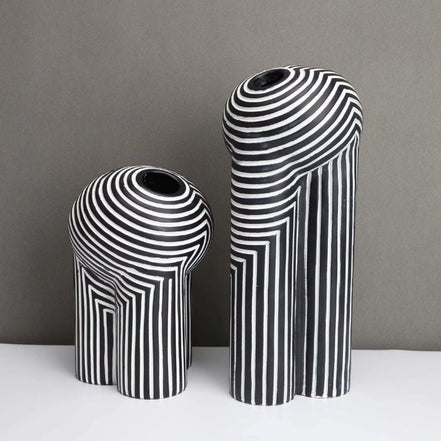 Strivaro Vase aus Resin mit Streifenmuster für Tischdekoration
