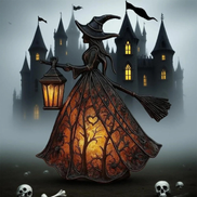 Halloween Hexenlampe mit LED-Beleuchtung – Lumira