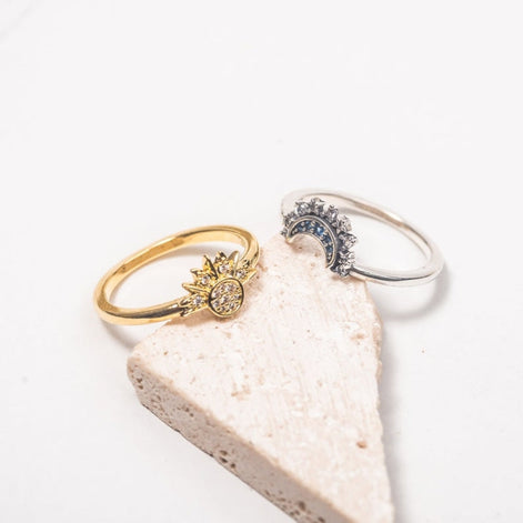 Solunara Damenring Set mit Sonnen- und Monddesign