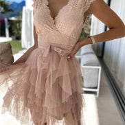 Avenelle Ärmelloses Damenkleid mit V-Ausschnitt und Rückenschleife