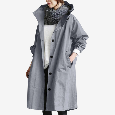 Damen Oversize Trenchcoat mit langen Ärmeln und Seitentaschen – Ardelisse