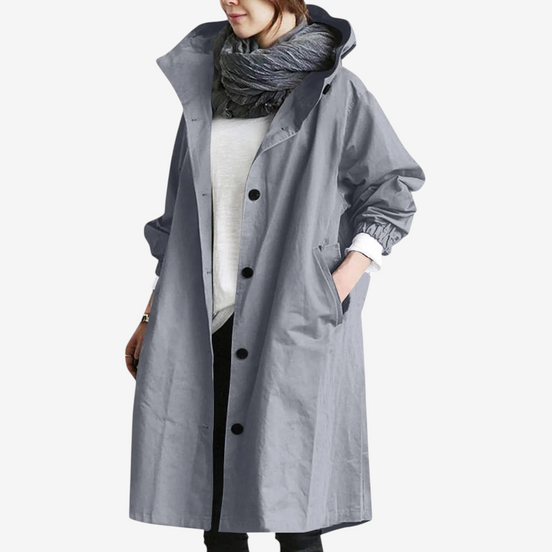 Damen Oversize Trenchcoat mit langen Ärmeln und Seitentaschen – Ardelisse
