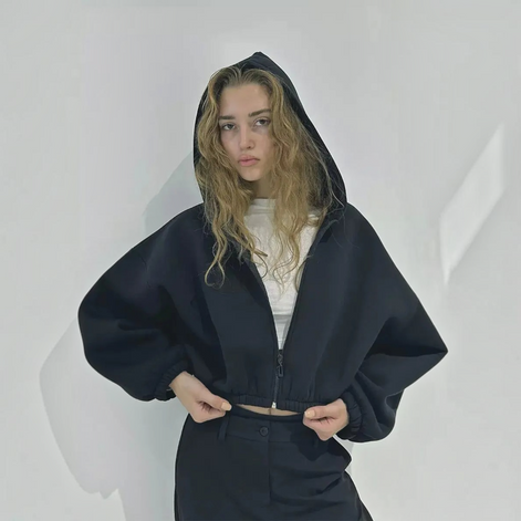 Damen Kapuzenjacke mit Reißverschluss und Langarm – Norivelle