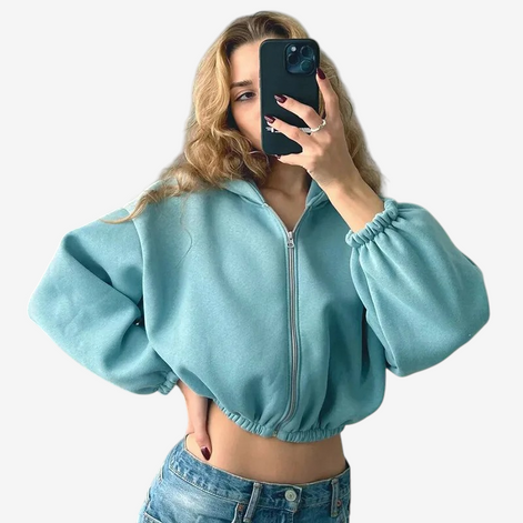 Damen Kapuzenjacke mit Reißverschluss und Langarm – Norivelle