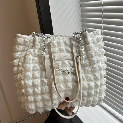 Bellevo Plaid Canvas Tote Bag – Karierte Schultertasche mit Reißverschluss