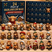Highland Cow Adventskalender mit 24 Weihnachtsanhängern aus Acryl – Highlandessa