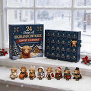 Highland Cow Adventskalender mit 24 Weihnachtsanhängern aus Acryl – Highlandessa