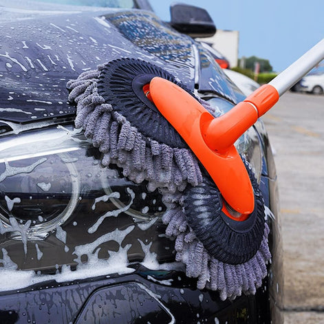 AutoGlidex Waschbürste mit Teleskopstiel und drehbarem Bürstenkopf