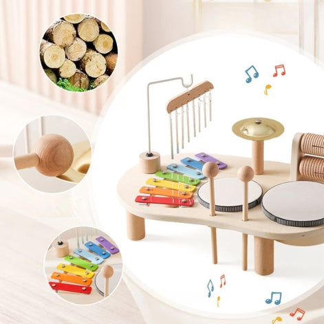 Sonvara Kinder Musikspielzeug Tisch mit Xylofon und Trommeln