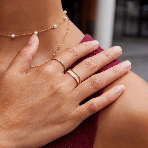 Veloura Damenring mit offenem Wellen-Design