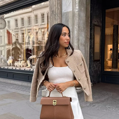 Corvella Jacke – Damen Kurzjacke mit Knopfverschluss, Taschen und langen Ärmeln