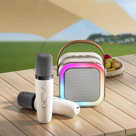 Tragbares kabelloses Karaoke-System mit zwei Mikrofonen