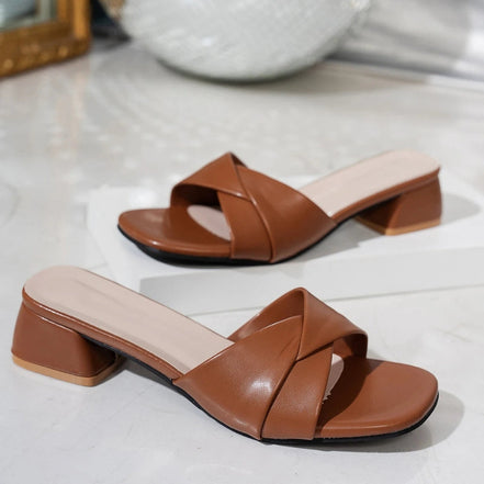Loravelle Damen Schuhe mit offenem Design und Blockabsatz