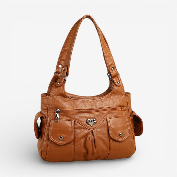 Renvara Schultertasche mit Reißverschluss und mehreren Fächern