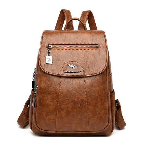 Velmora Damen Rucksack mit Überschlag und mehreren Fächern