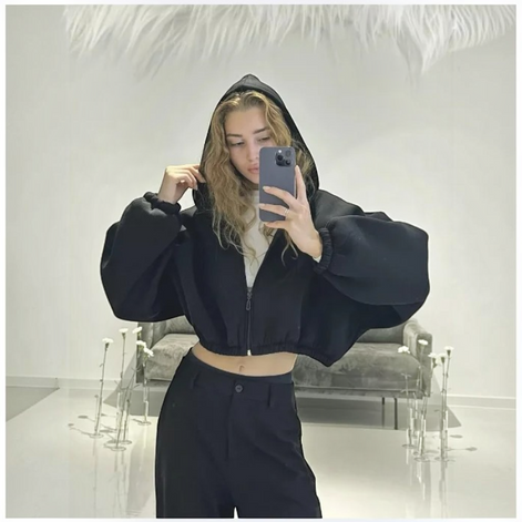 Damen Kapuzenjacke mit Reißverschluss und Langarm – Norivelle