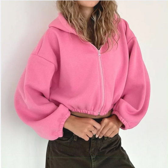 Damen Kapuzenjacke mit Reißverschluss und Langarm – Norivelle
