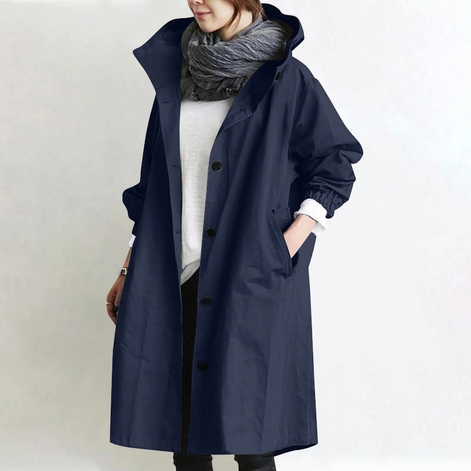 Damen Oversize Trenchcoat mit langen Ärmeln und Seitentaschen – Ardelisse