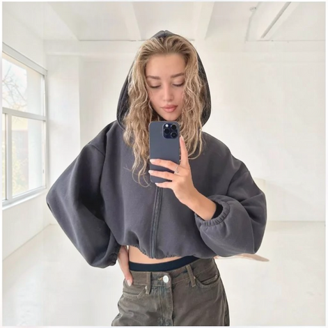 Damen Kapuzenjacke mit Reißverschluss und Langarm – Norivelle