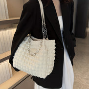 Bellevo Plaid Canvas Tote Bag – Karierte Schultertasche mit Reißverschluss