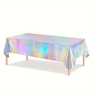 Rechteckige Party Tischdecke mit Regenbogen- und Holografie-Effekt, 183 × 137 cm – Privelia