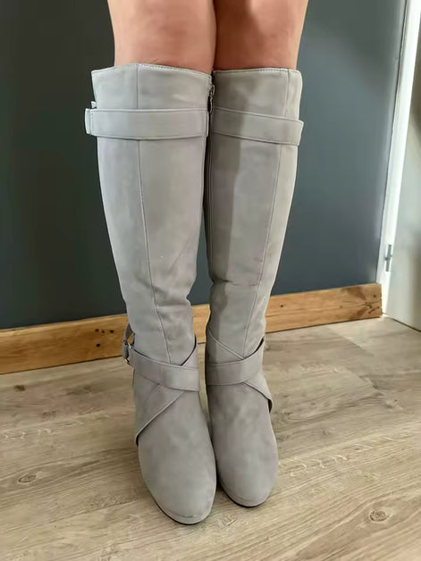 Avelina Damen Kniehohe Stiefel mit spitzer Form und hohem Absatz