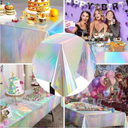 Rechteckige Party Tischdecke mit Regenbogen- und Holografie-Effekt, 183 × 137 cm – Privelia