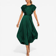 Almira Kleid – Damen ärmelloses Kleid mit Rundhals, Wickeloptik und lockerem Schnitt