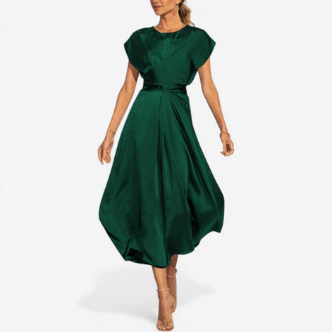 Almira Kleid – Damen ärmelloses Kleid mit Rundhals, Wickeloptik und lockerem Schnitt